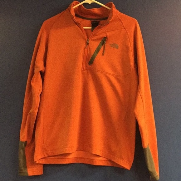 Orange North Face 1/4 zip pullover - Picture 1 of 5